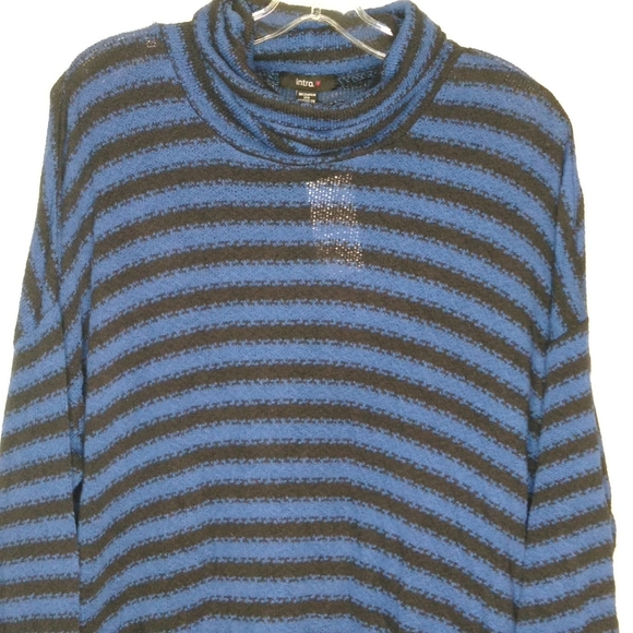 NWT Intro Blue Black Stripe Turtle Neck Top SZ 2X - Picture 2 of 8